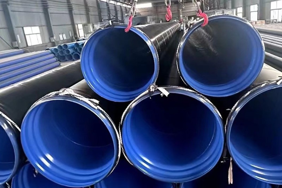 Epoxy coated steel pipe with internal epoxy coating for water supply