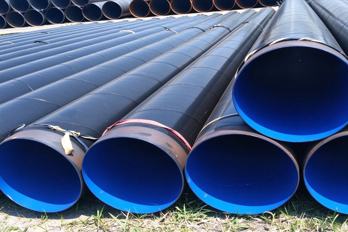 FBE epoxy coated anti-corrosion steel pipe with blue internal coating