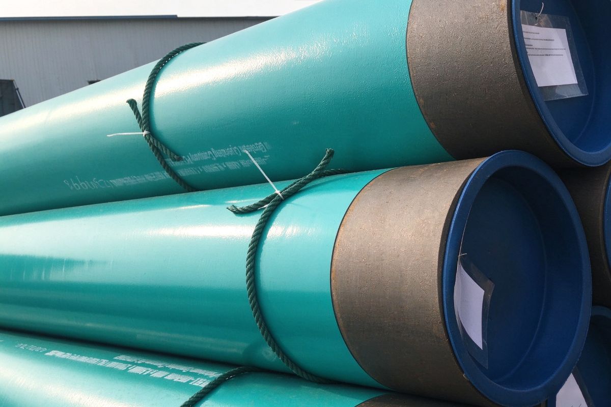 FBE epoxy coated anti-corrosion steel pipe with blue internal coating