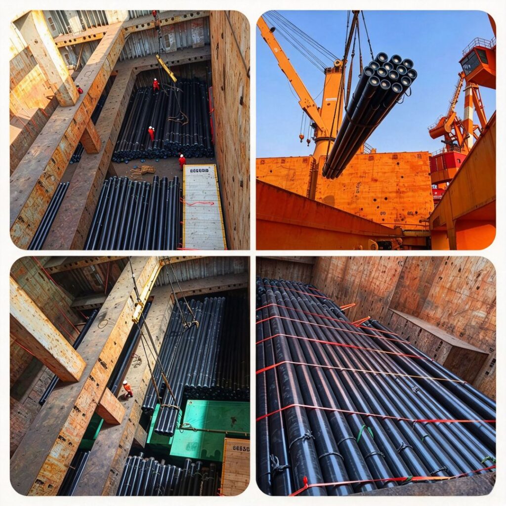 JXC PIPE anti-corrosion coated steel pipe shipment for South America project, marine loading