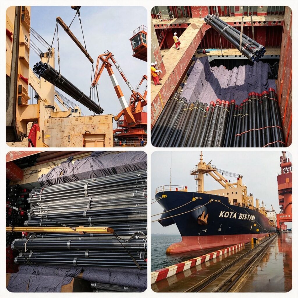JXC PIPE steel pipeline loading for West Africa oil and gas project, bulk sea shipment
